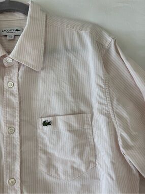 Lacoste Men's Pale Pink Pinstripe Button-Down Shirt